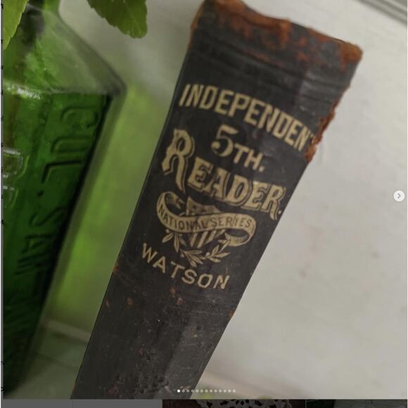 Antique Shabby School Book Independent Fifth Reader Illustrated Marble Edge 1883 - Picture 4 of 10